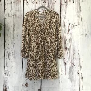 NWOT GIBSON LATIMER floral cottagecore front twist long sleeve mini dress
